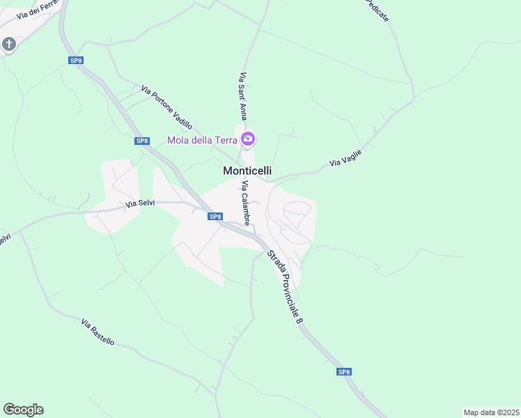 map of restaurants, bars, coffee shops, grocery stores, and more near 16A Via San Anna in Monticelli