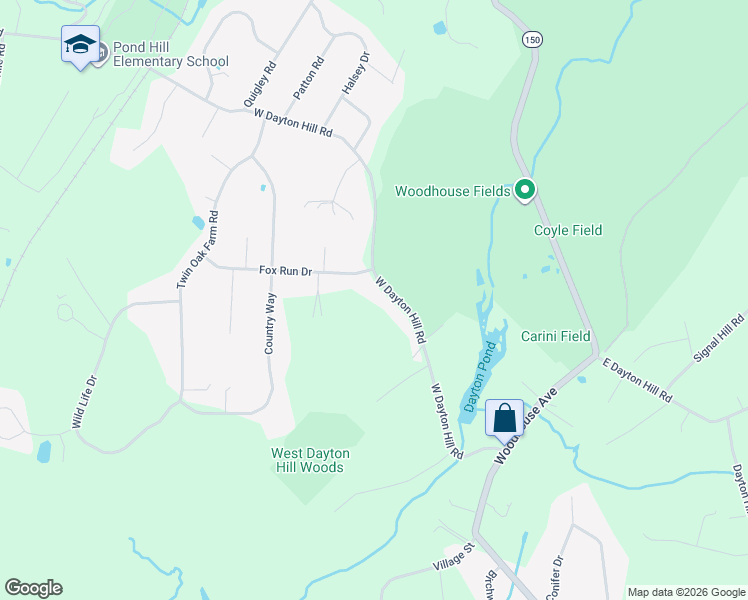map of restaurants, bars, coffee shops, grocery stores, and more near 77 West Dayton Hill Road in Wallingford