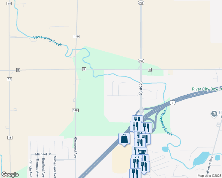map of restaurants, bars, coffee shops, grocery stores, and more near 2465 Glen Arbors Drive in Napoleon