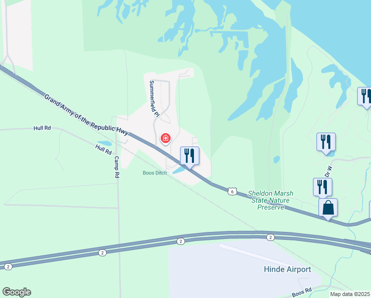 map of restaurants, bars, coffee shops, grocery stores, and more near 711 Elizabeth Drive in Huron