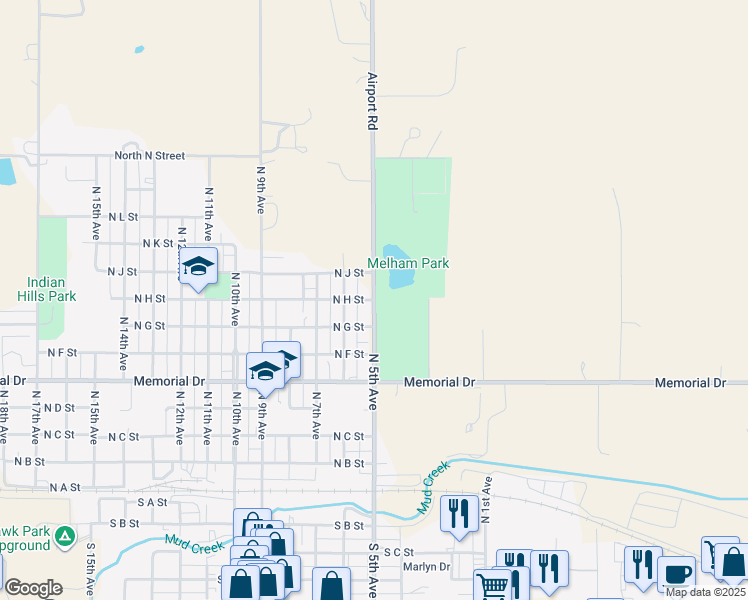 map of restaurants, bars, coffee shops, grocery stores, and more near 801 North 5th Avenue in Broken Bow
