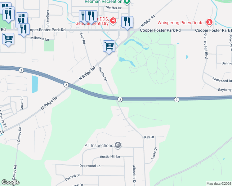 map of restaurants, bars, coffee shops, grocery stores, and more near 5855 Oberlin Road in Amherst