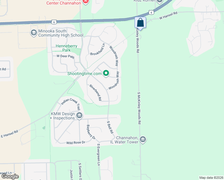 map of restaurants, bars, coffee shops, grocery stores, and more near 25940 South Woodrush Way in Channahon