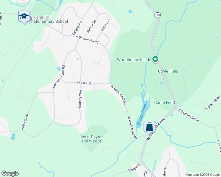 map of restaurants, bars, coffee shops, grocery stores, and more near 77 West Dayton Hill Road in Wallingford