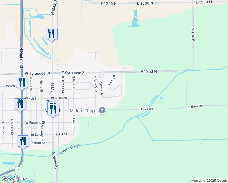 map of restaurants, bars, coffee shops, grocery stores, and more near 506 Michele Drive in Milford