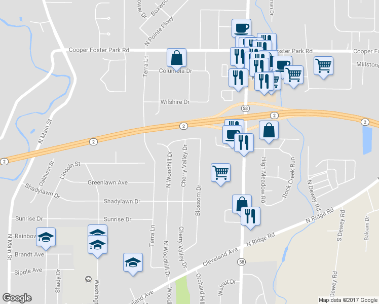 map of restaurants, bars, coffee shops, grocery stores, and more near 757 Cherry Valley Drive in Amherst