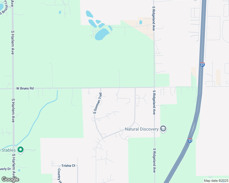 map of restaurants, bars, coffee shops, grocery stores, and more near 6607 West Bruns Road in Monee