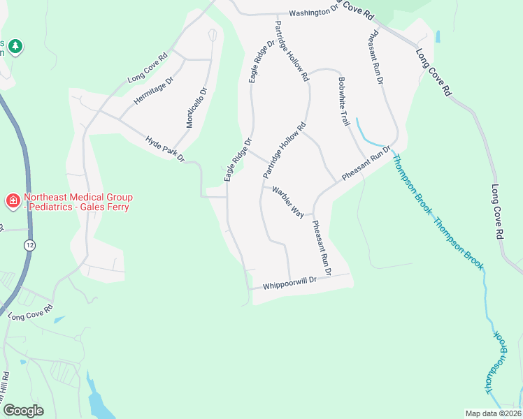 map of restaurants, bars, coffee shops, grocery stores, and more near 56 Partridge Hollow Road in Ledyard