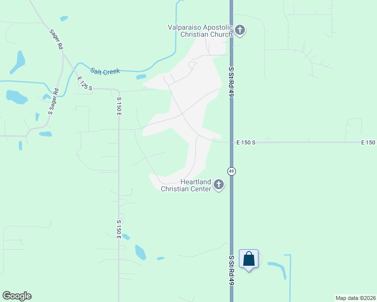 map of restaurants, bars, coffee shops, grocery stores, and more near 200 State Highway 49 in Valparaiso