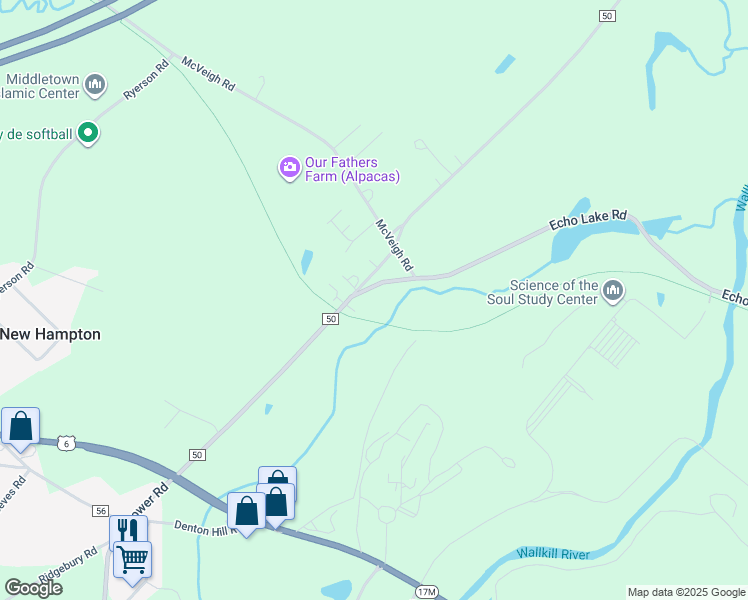 map of restaurants, bars, coffee shops, grocery stores, and more near 331 Echo Lake Road in New Hampton