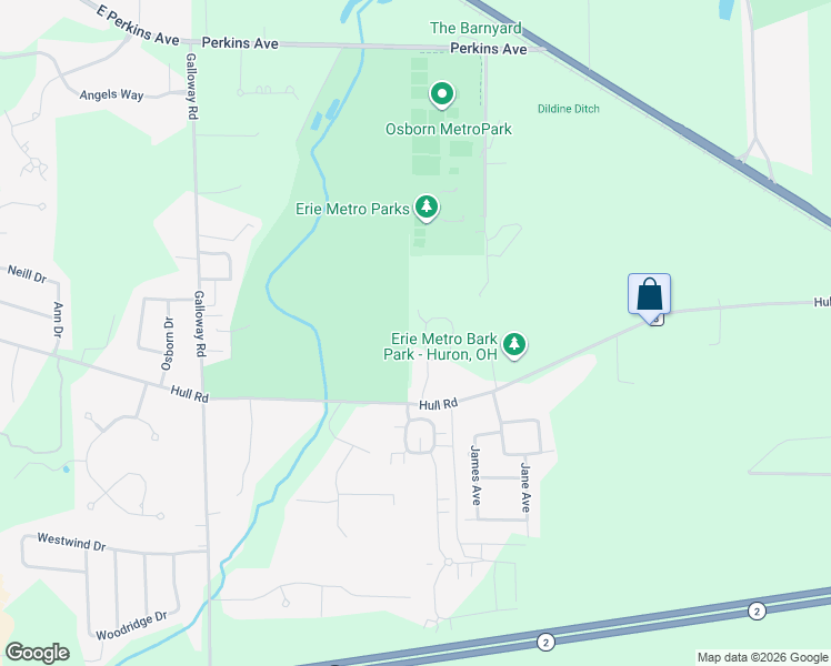 map of restaurants, bars, coffee shops, grocery stores, and more near 3614 Turfside Circle in Huron