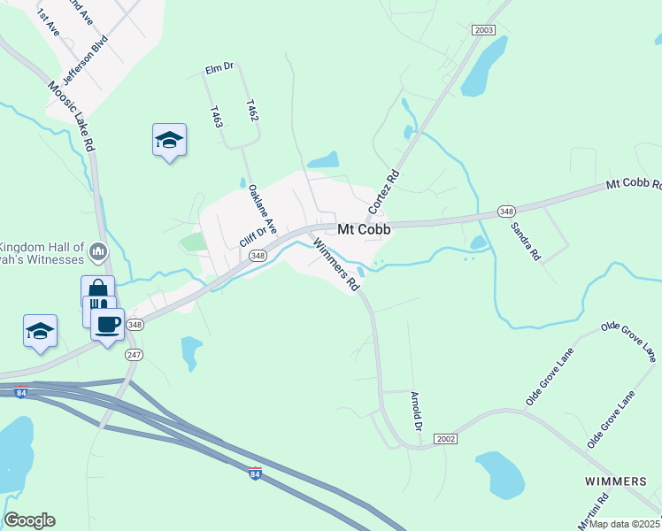 map of restaurants, bars, coffee shops, grocery stores, and more near 369 Wimmers Road in Mount Cobb