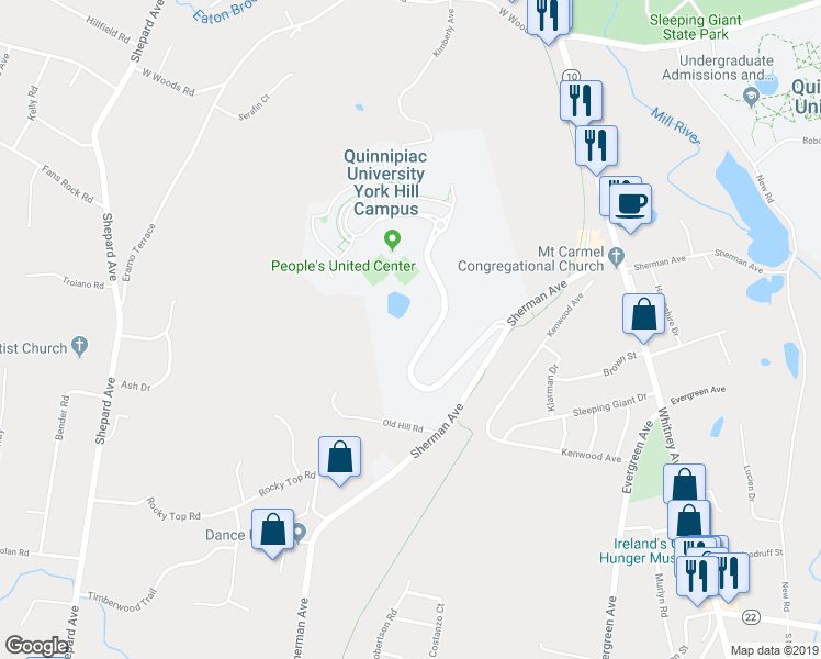 map of restaurants, bars, coffee shops, grocery stores, and more near in Hamden