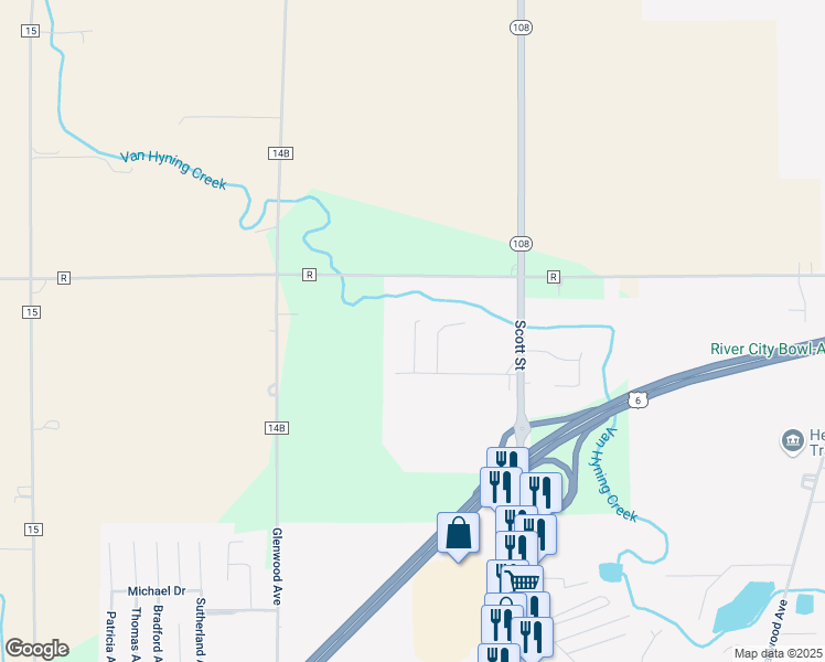 map of restaurants, bars, coffee shops, grocery stores, and more near 2465 Glen Arbors Drive in Napoleon