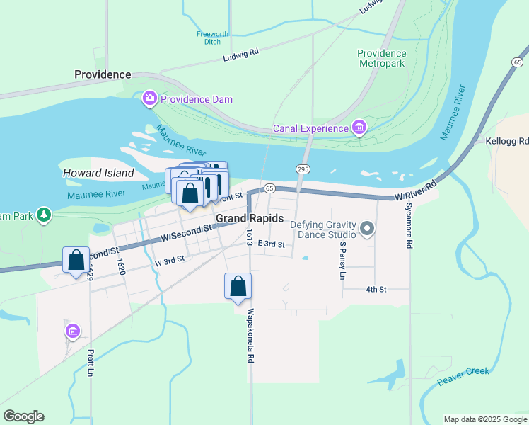 map of restaurants, bars, coffee shops, grocery stores, and more near in Grand Rapids