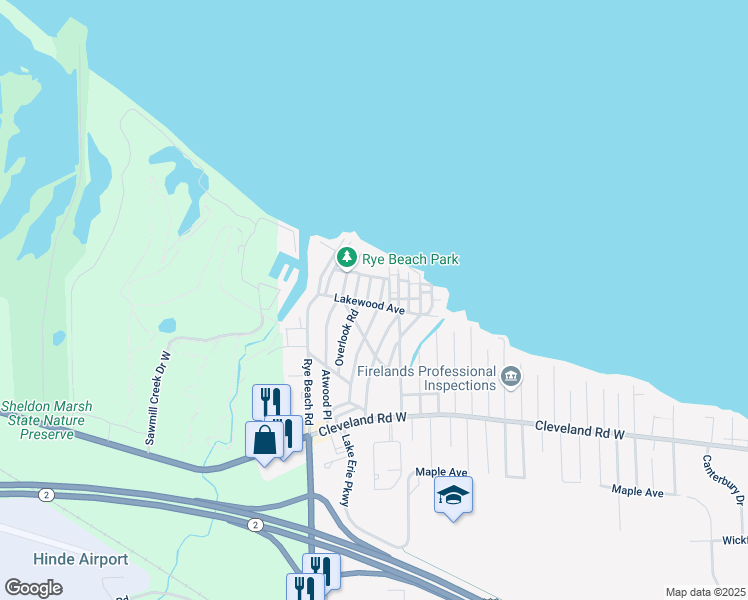 map of restaurants, bars, coffee shops, grocery stores, and more near 2001 Lakewood Avenue in Huron