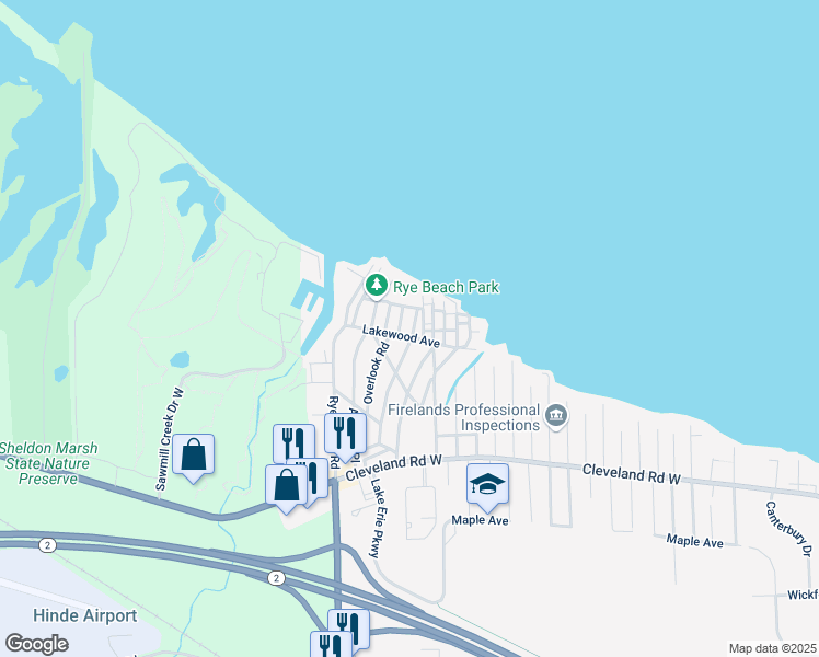 map of restaurants, bars, coffee shops, grocery stores, and more near 2001 Lakewood Avenue in Huron