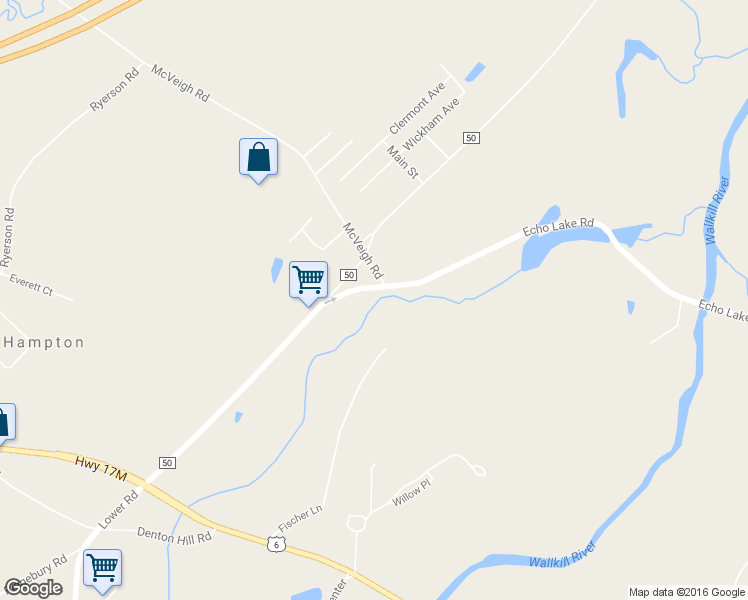 map of restaurants, bars, coffee shops, grocery stores, and more near 331 Echo Lake Road in New Hampton