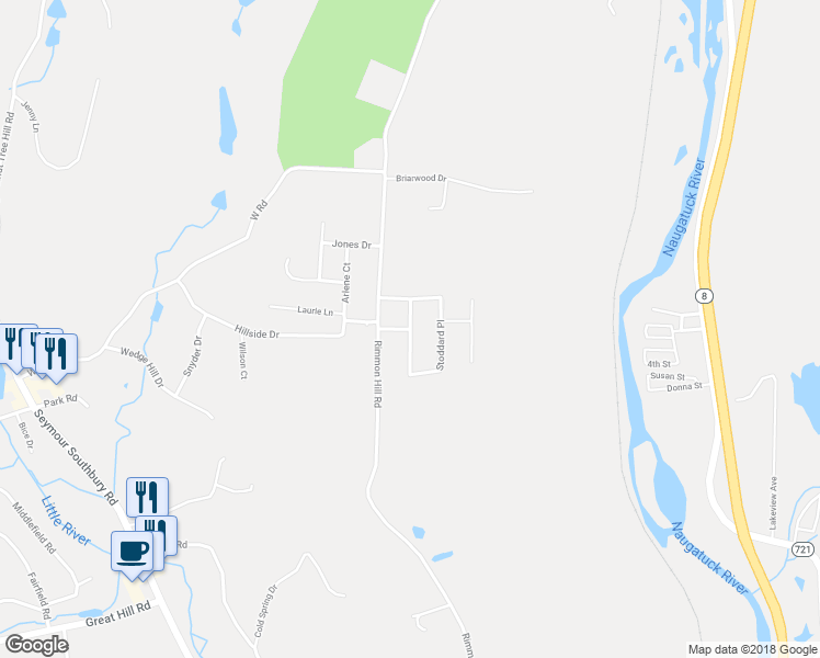 map of restaurants, bars, coffee shops, grocery stores, and more near 98 Jane Street in Beacon Falls