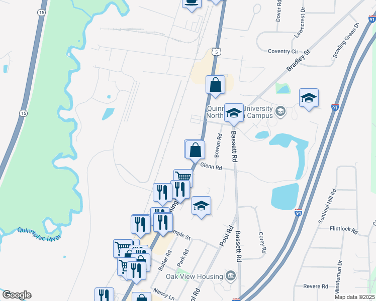 map of restaurants, bars, coffee shops, grocery stores, and more near 439 Washington Avenue in North Haven