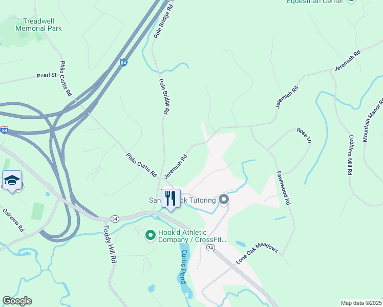 map of restaurants, bars, coffee shops, grocery stores, and more near 10 Jeremiah Road in Newtown