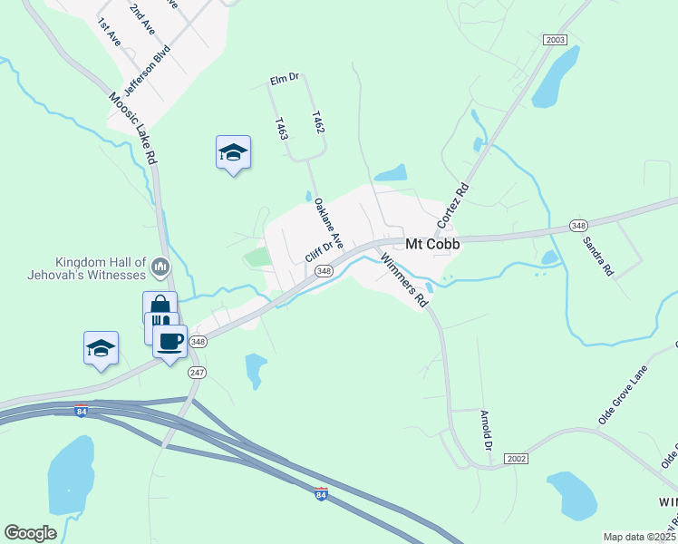 map of restaurants, bars, coffee shops, grocery stores, and more near 1276 Mount Cobb Road in Mount Cobb