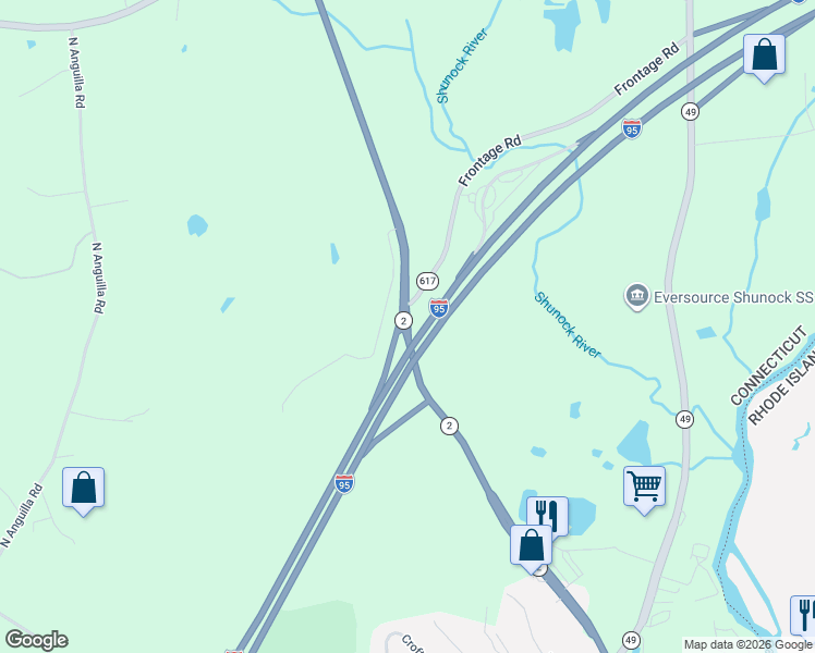 map of restaurants, bars, coffee shops, grocery stores, and more near 16 Connecticut 2 in North Stonington
