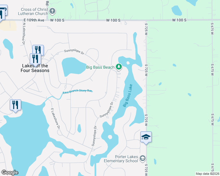 map of restaurants, bars, coffee shops, grocery stores, and more near 1400-1620 Sunnyslope Drive in Crown Point
