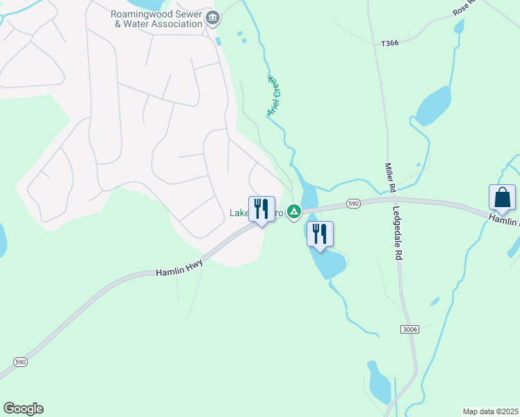 map of restaurants, bars, coffee shops, grocery stores, and more near 26 Elmwood Court in Hamlin