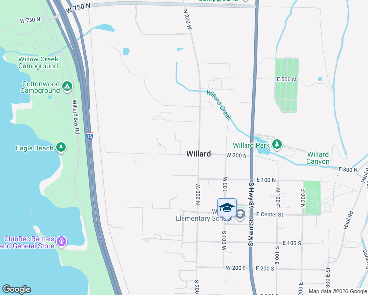 map of restaurants, bars, coffee shops, grocery stores, and more near 260 West 200 North in Willard