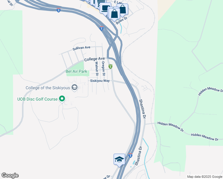 map of restaurants, bars, coffee shops, grocery stores, and more near 627 South Weed Boulevard in Weed