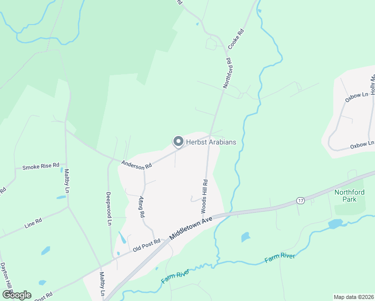 map of restaurants, bars, coffee shops, grocery stores, and more near 91 Anderson Road in North Branford