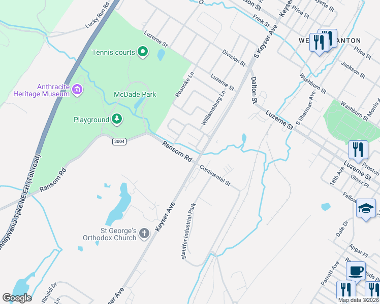 map of restaurants, bars, coffee shops, grocery stores, and more near 2 Bald Mountain Rd in Scranton
