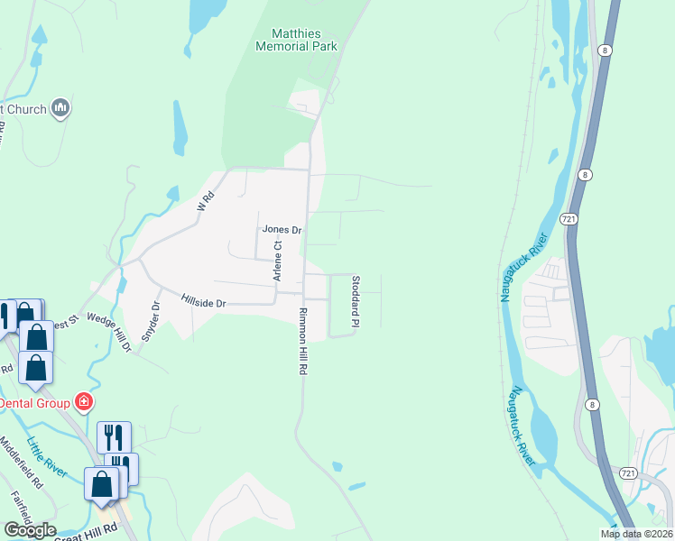 map of restaurants, bars, coffee shops, grocery stores, and more near 60 Stoddard Place in Beacon Falls
