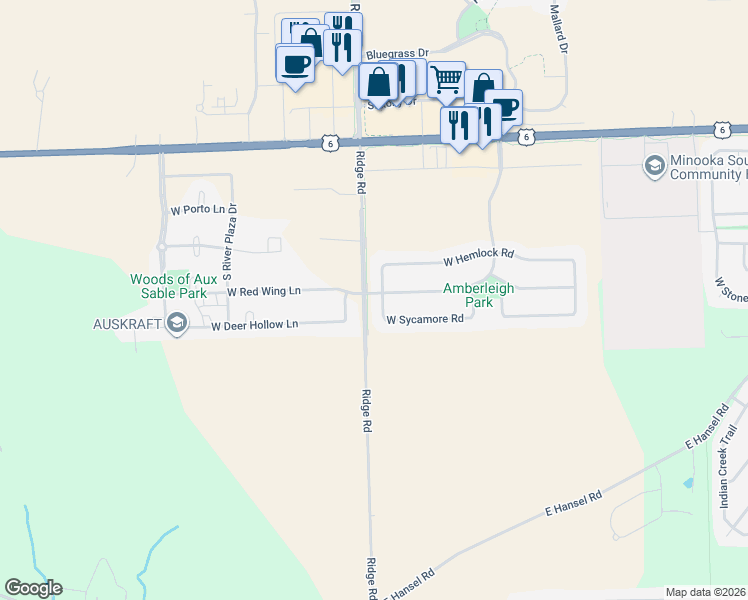 map of restaurants, bars, coffee shops, grocery stores, and more near 25857 South Yellow Pine Drive in Channahon