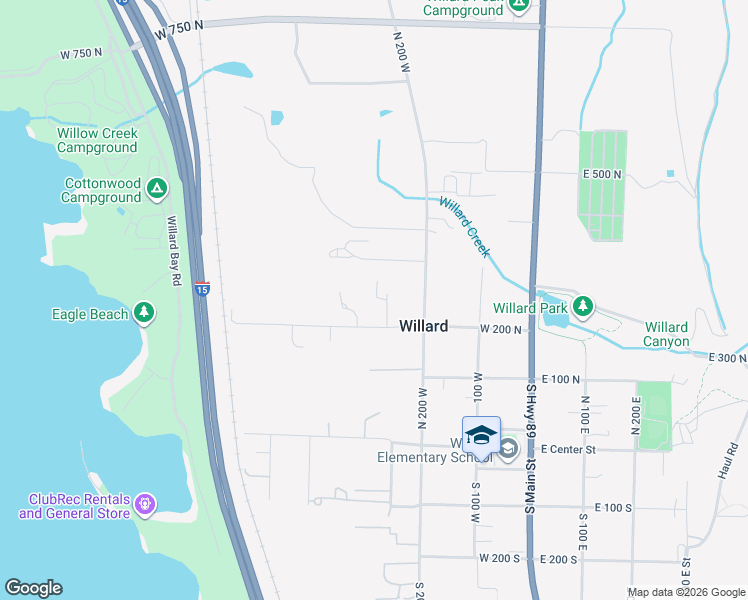 map of restaurants, bars, coffee shops, grocery stores, and more near 260 West 200 North in Willard