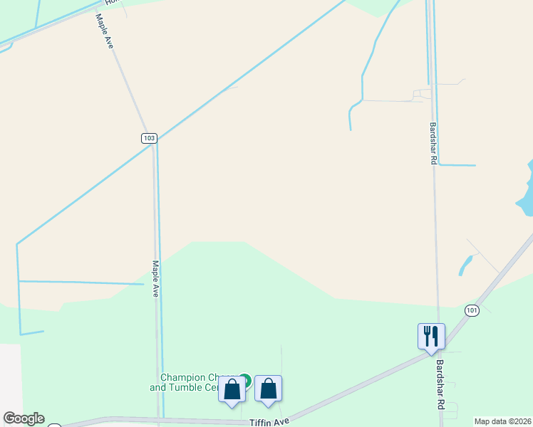 map of restaurants, bars, coffee shops, grocery stores, and more near 2320 Maple Avenue in Castalia