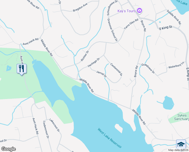 map of restaurants, bars, coffee shops, grocery stores, and more near 7 Jarrod Drive in Danbury