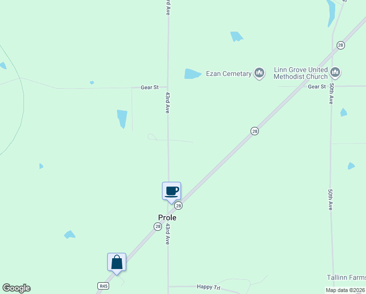 map of restaurants, bars, coffee shops, grocery stores, and more near 7743 43rd Avenue in Prole