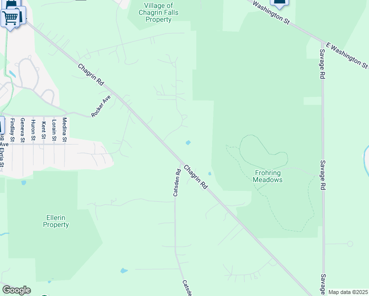 map of restaurants, bars, coffee shops, grocery stores, and more near 7557 Chagrin Road in Chagrin Falls