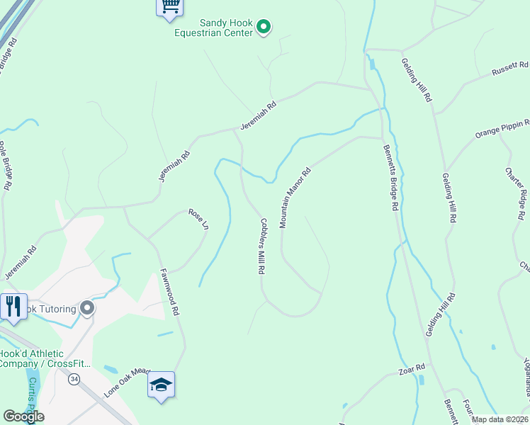 map of restaurants, bars, coffee shops, grocery stores, and more near 12 Cobblers Mill Road in Newtown