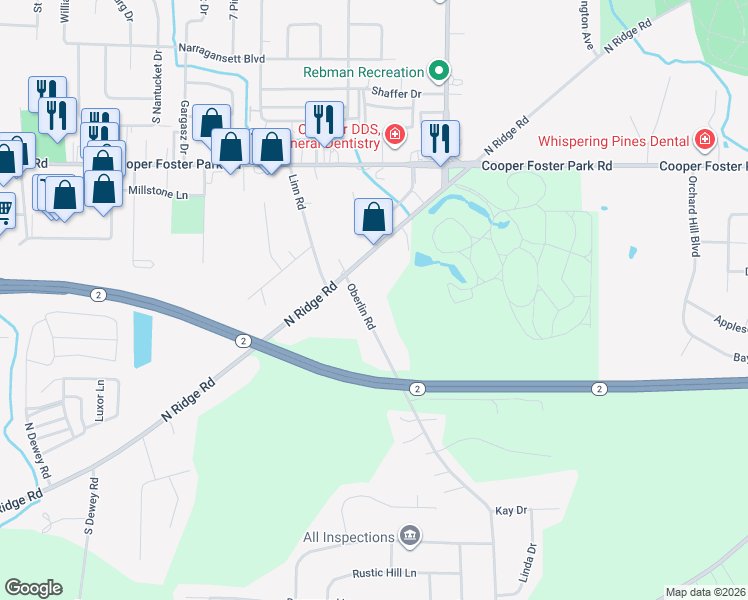 map of restaurants, bars, coffee shops, grocery stores, and more near 5586 Oberlin Road in Amherst