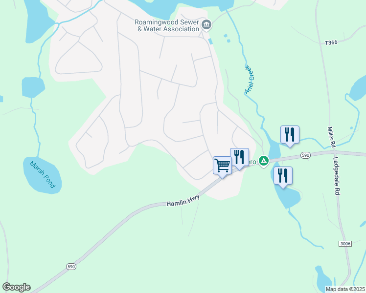 map of restaurants, bars, coffee shops, grocery stores, and more near Underwood Lane in Lake Ariel