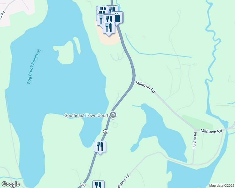 map of restaurants, bars, coffee shops, grocery stores, and more near 1391 New York 22 in Brewster