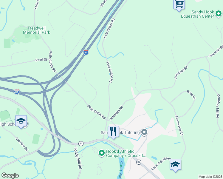 map of restaurants, bars, coffee shops, grocery stores, and more near 14 Pole Bridge Road in Newtown