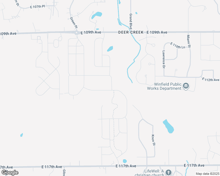 map of restaurants, bars, coffee shops, grocery stores, and more near 6448 East 114th Place in Winfield