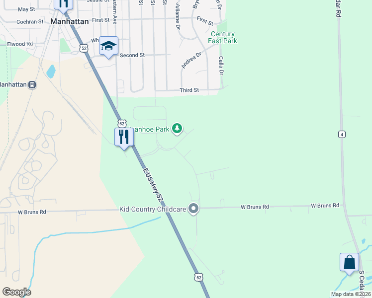 map of restaurants, bars, coffee shops, grocery stores, and more near 15011 West Yorkshire Street in Manhattan