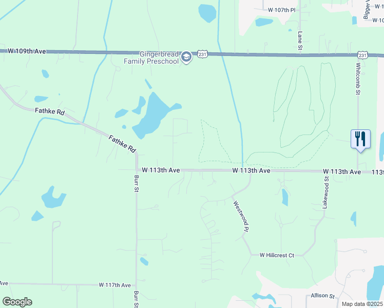 map of restaurants, bars, coffee shops, grocery stores, and more near 5220 West 113th Avenue in Crown Point