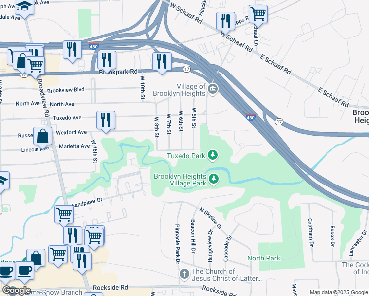 map of restaurants, bars, coffee shops, grocery stores, and more near 5161 West 6th Street in Brooklyn Heights