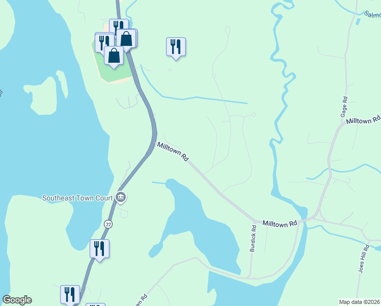 map of restaurants, bars, coffee shops, grocery stores, and more near 27 Milltown Road in Brewster